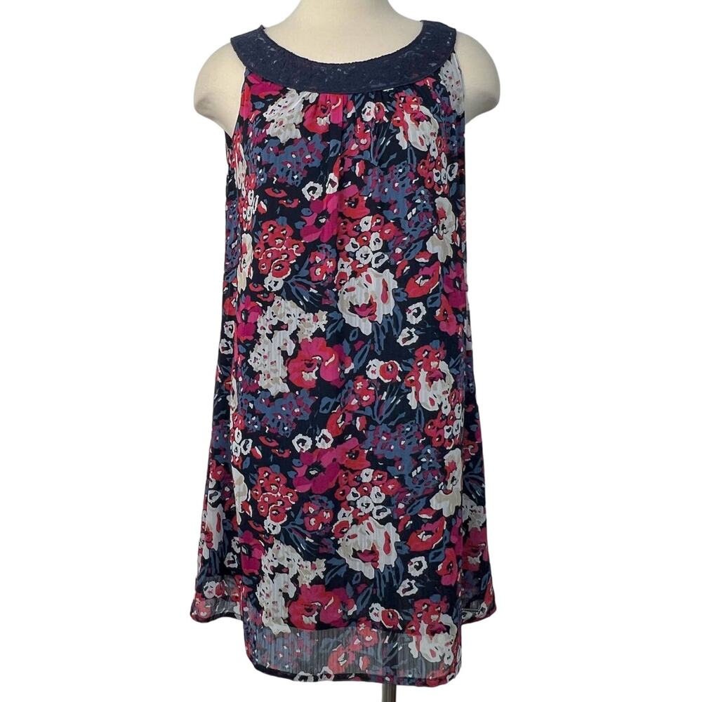 Tom Tailor Shift Navy Floral Short Dress Sleeveless S